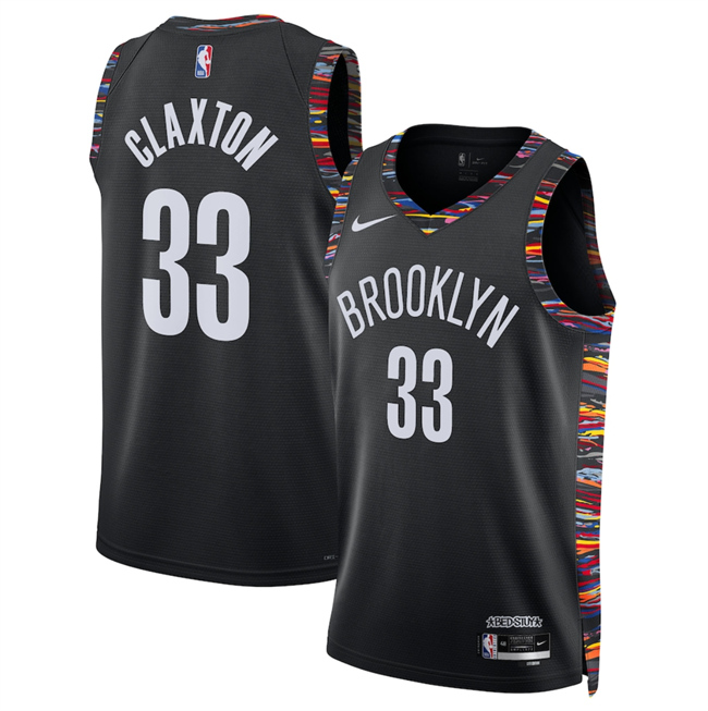 Men's Brooklyn Nets #33 Nic Claxton Black 2025/26 City Edition Stitched Basketball Jersey
